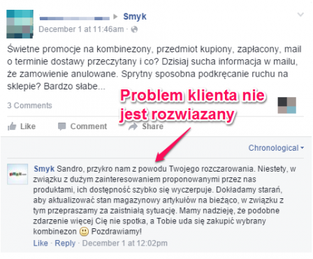 Rys. 2: Przykład komunikacji z klientem sklepu Smyk,