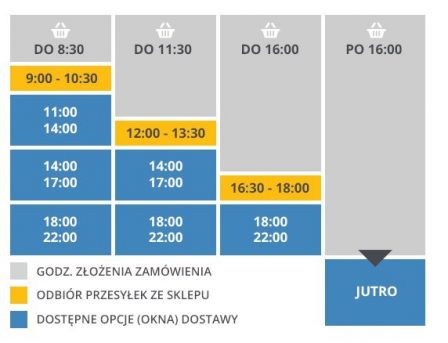 Schemat okienek czasowych w usłudze Same Day Delivery.