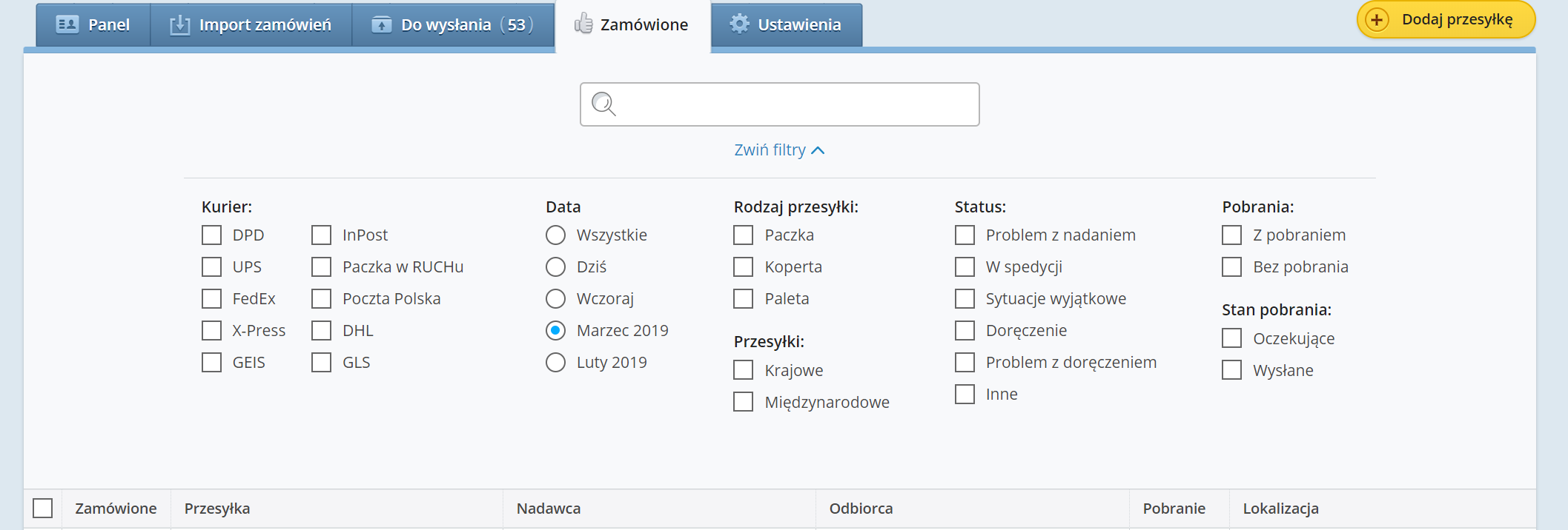 Nowy filtr "Data" na Furgonetka.pl