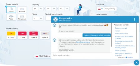 Jak działa czatbot na stronie Furgonetka.pl?