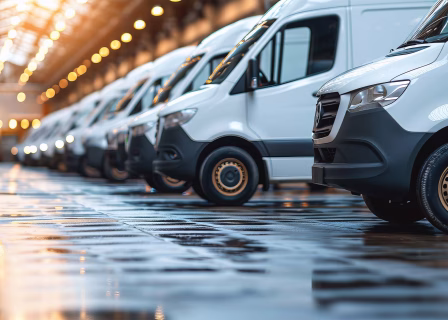 Auta transportowe w rzędzie